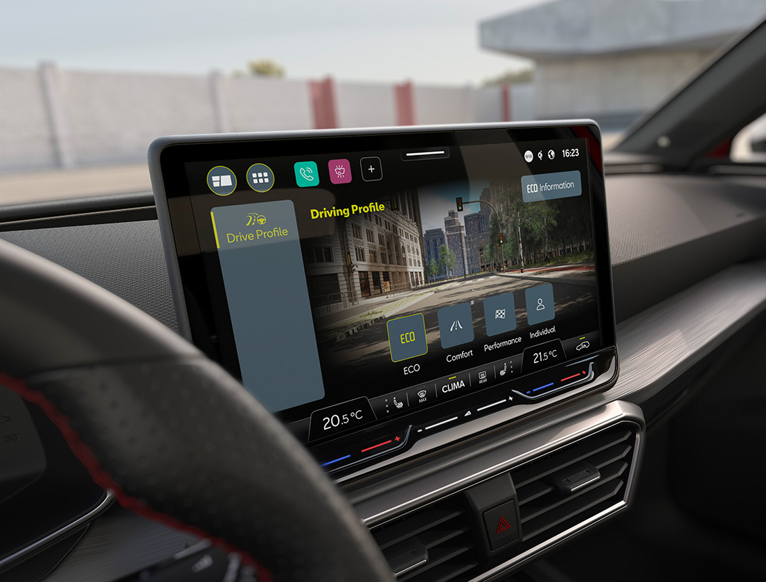 seat´s infotainment screen includes a driver profile