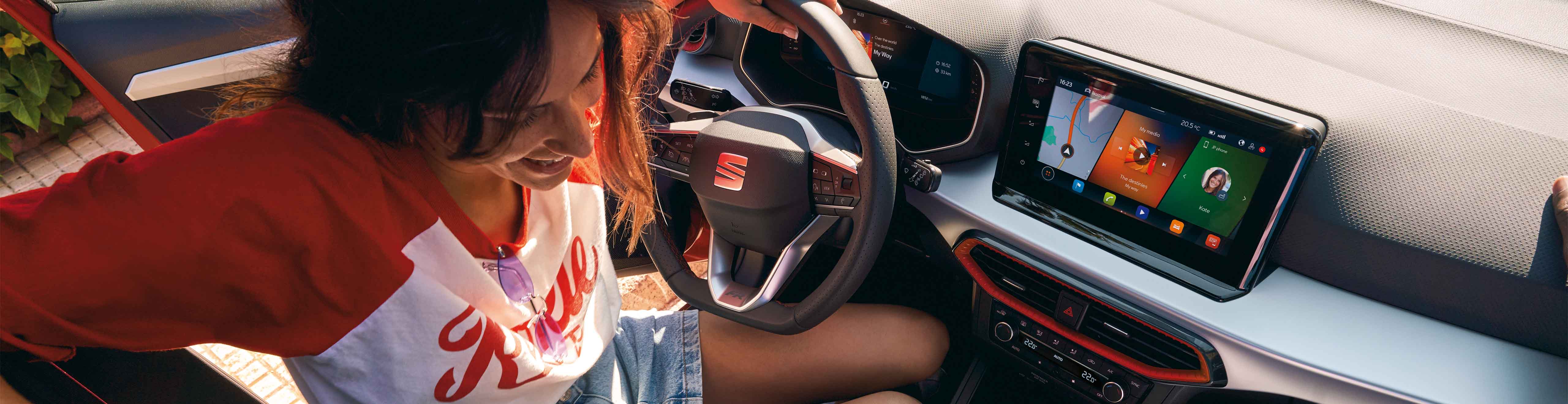 SEAT Ibiza car updates screen couple steering wheel