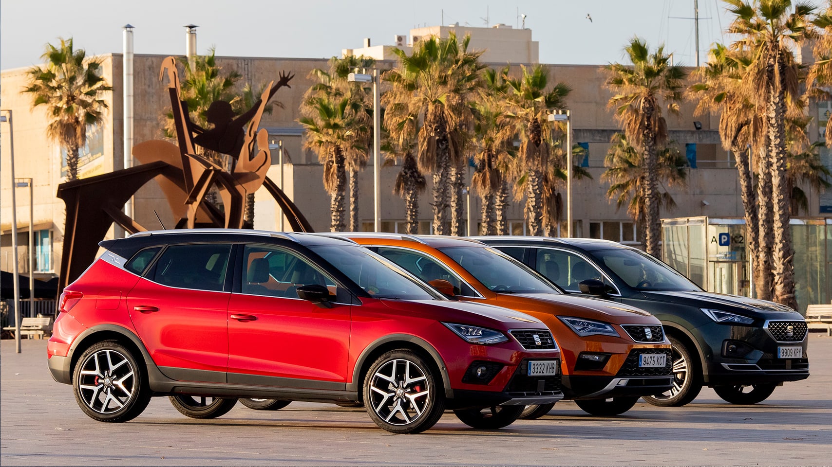 SEAT Arona, Ateca and Tarraco parked in the street
