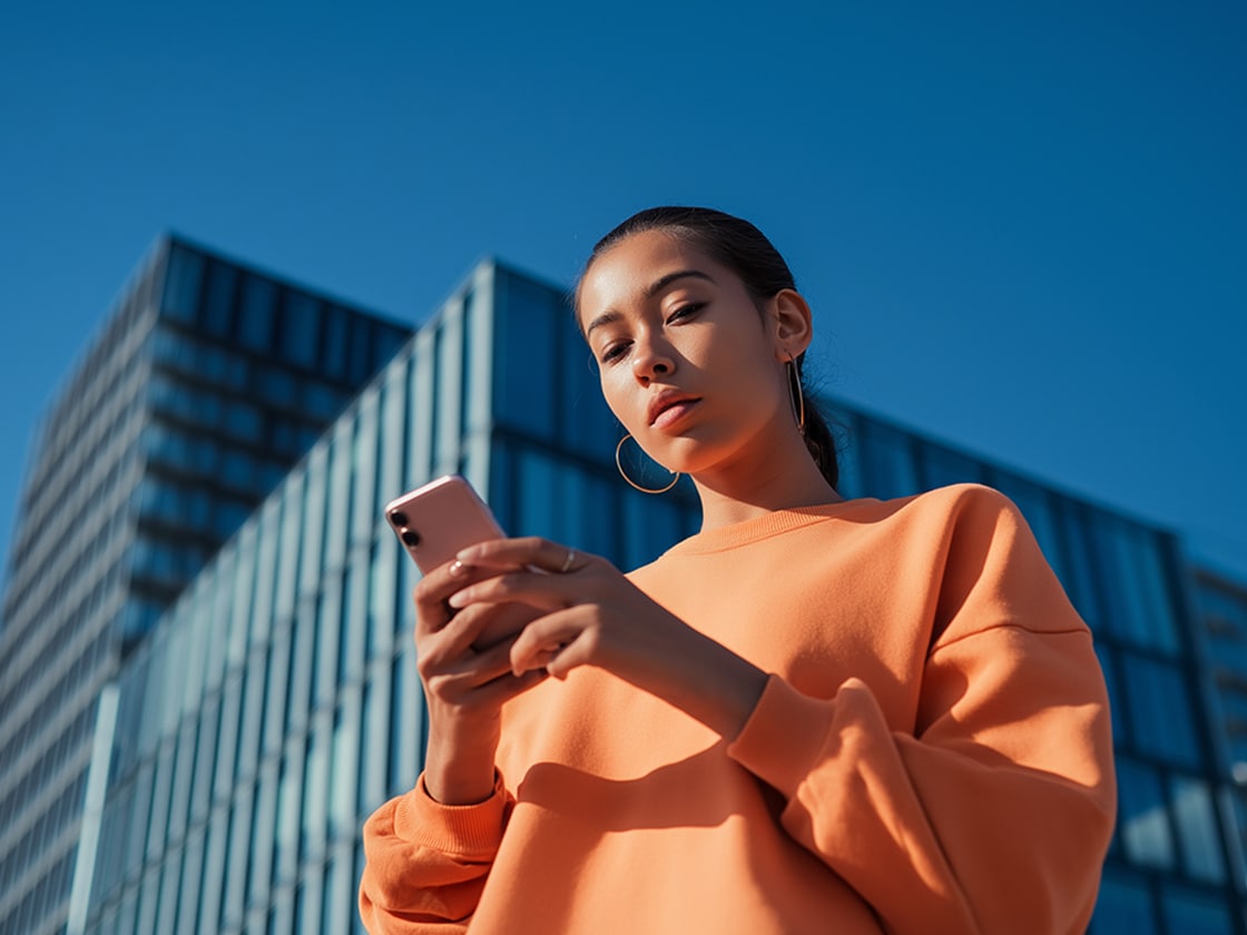 Girl holding her smartphone using SEAT’s remote functions Girl holding her smartphone using SEAT’s remote functions