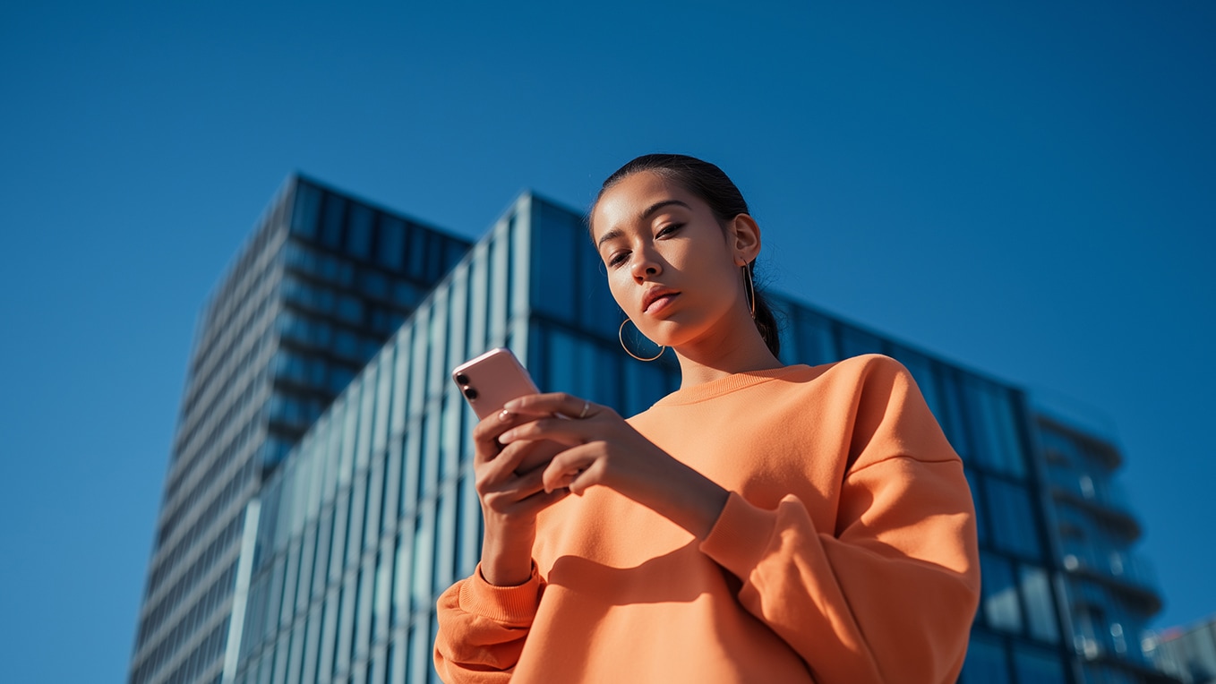Person holding their smartphone checking SEAT CONNECT feature Person holding their smartphone checking SEAT CONNECT feature
