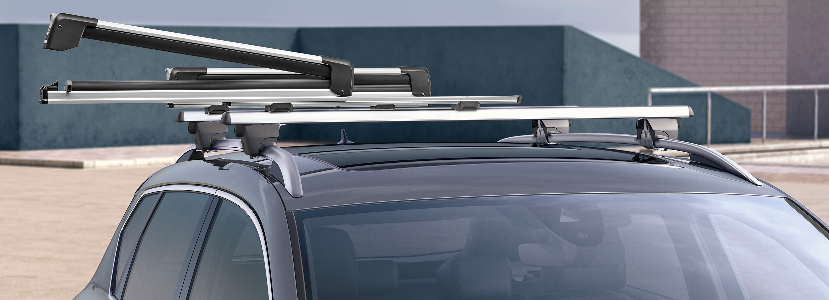 a seat ateca partially image to highlight the ski racks in the roof. 