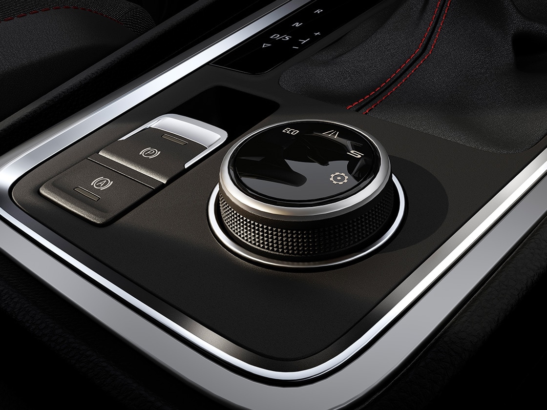 Interior close-up from the drive profile feature, that allows you customize your ateca's behaviour and modes.