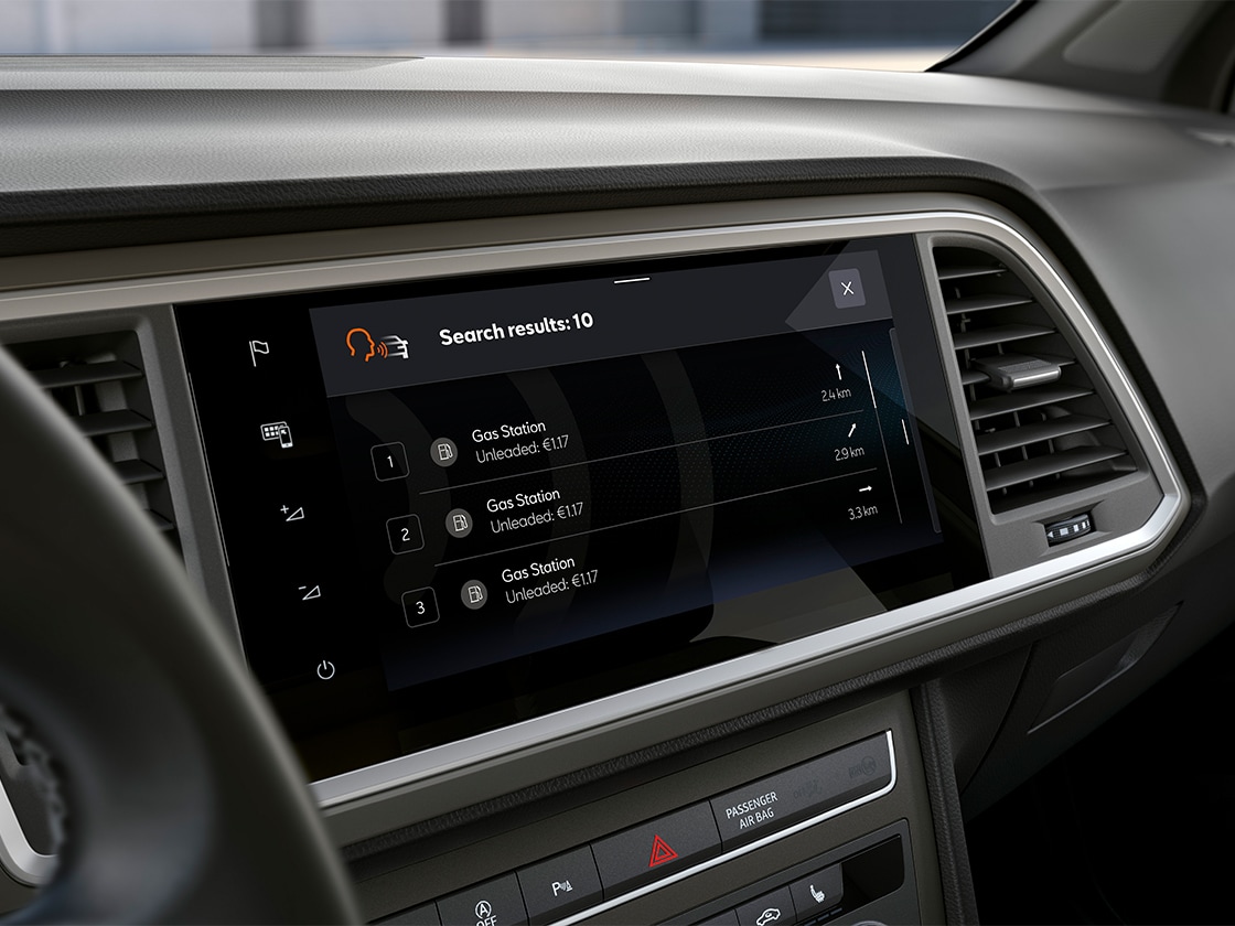seat ateca enhanced navigation system on the central touchscreen. This system provides real-time online updates.
