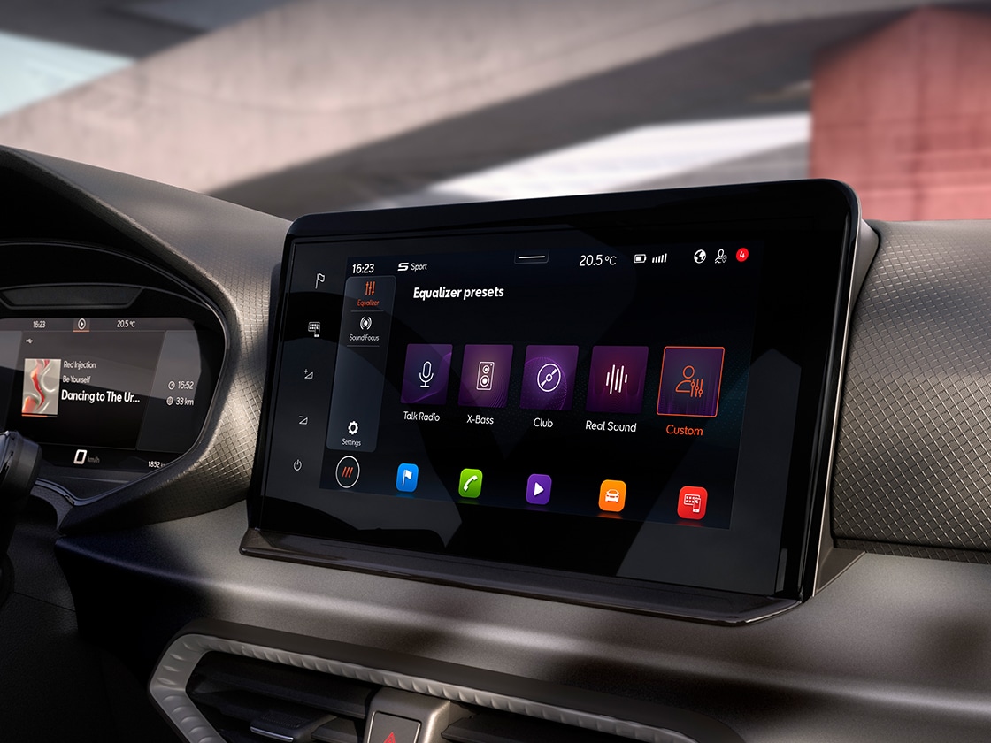 close-up of one of the equipment upgrades: a speaker from its sound system included in the trend plus pack.  close-up of one of the equipment upgrades: a speaker from its sound system included in the trend plus pack.