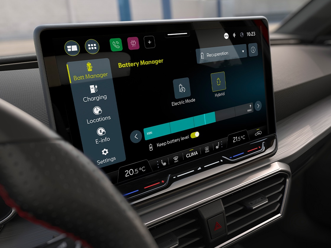 SEAT Leon's navigation system on the central touchscreen. CONNECT provides real-time updates and online connectivity for the navigation system, ensuring a seamless driving experience.