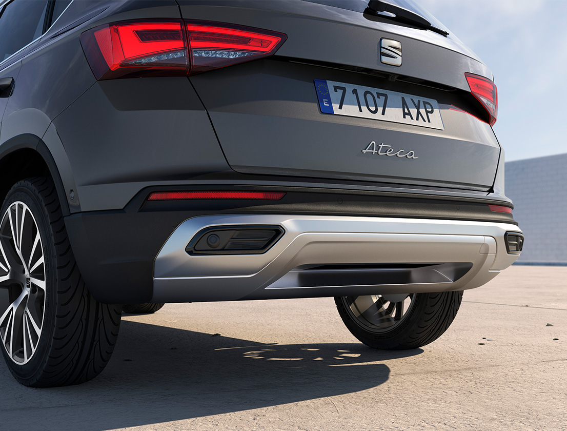 SEAT Ateca graphite grey colour with rear exhaust pipes