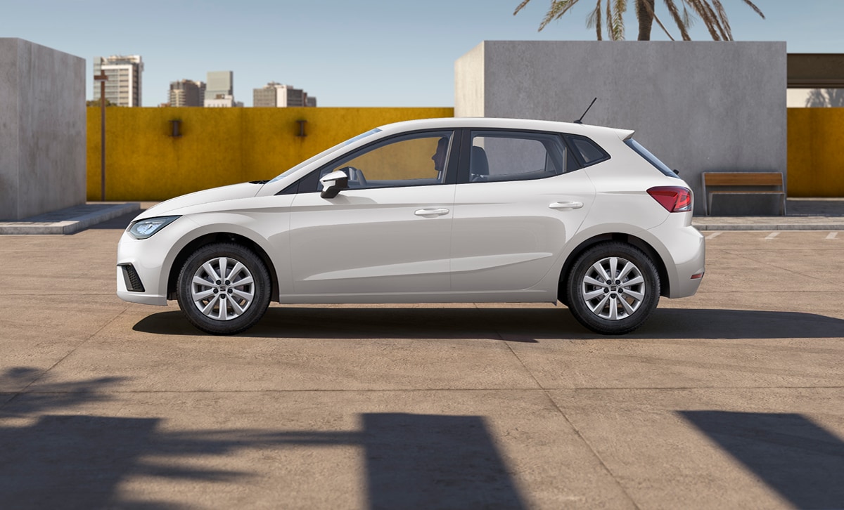 seat ibiza reference colour candy white parked profile view