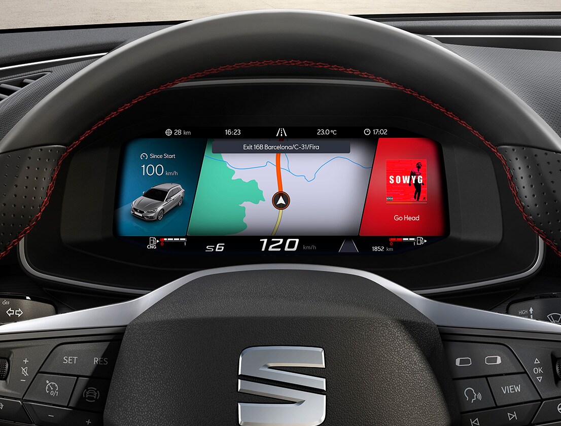 seat leon digital cockpit with adaptative cruise control