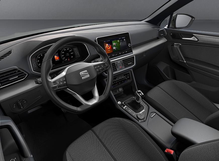Drivers seat and steering wheel of the SEAT Tarraco