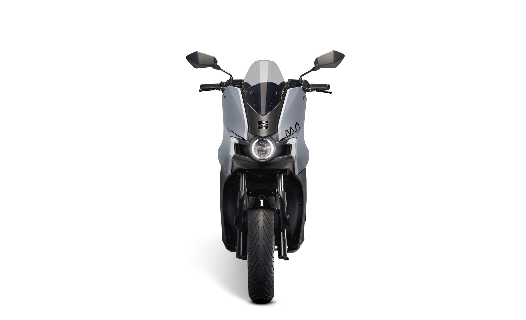 Clear side view of the seat mo 125 performance in blue. The background is white and can be clearly seen the sleek design lines and details of this scooter.