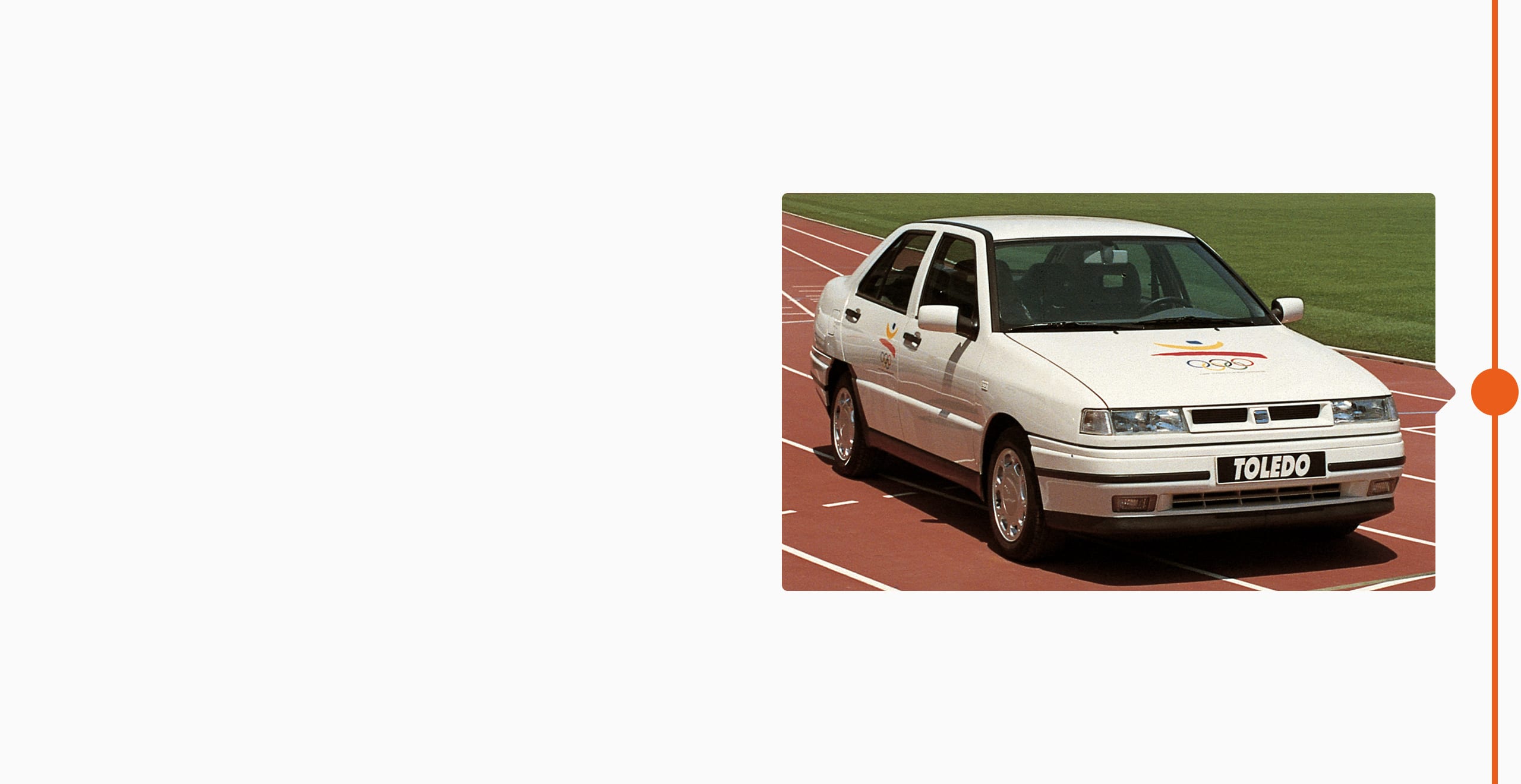 SEAT brand history 1992 - Olympic Games 1992 parter SEAT Toledo on running athletics track