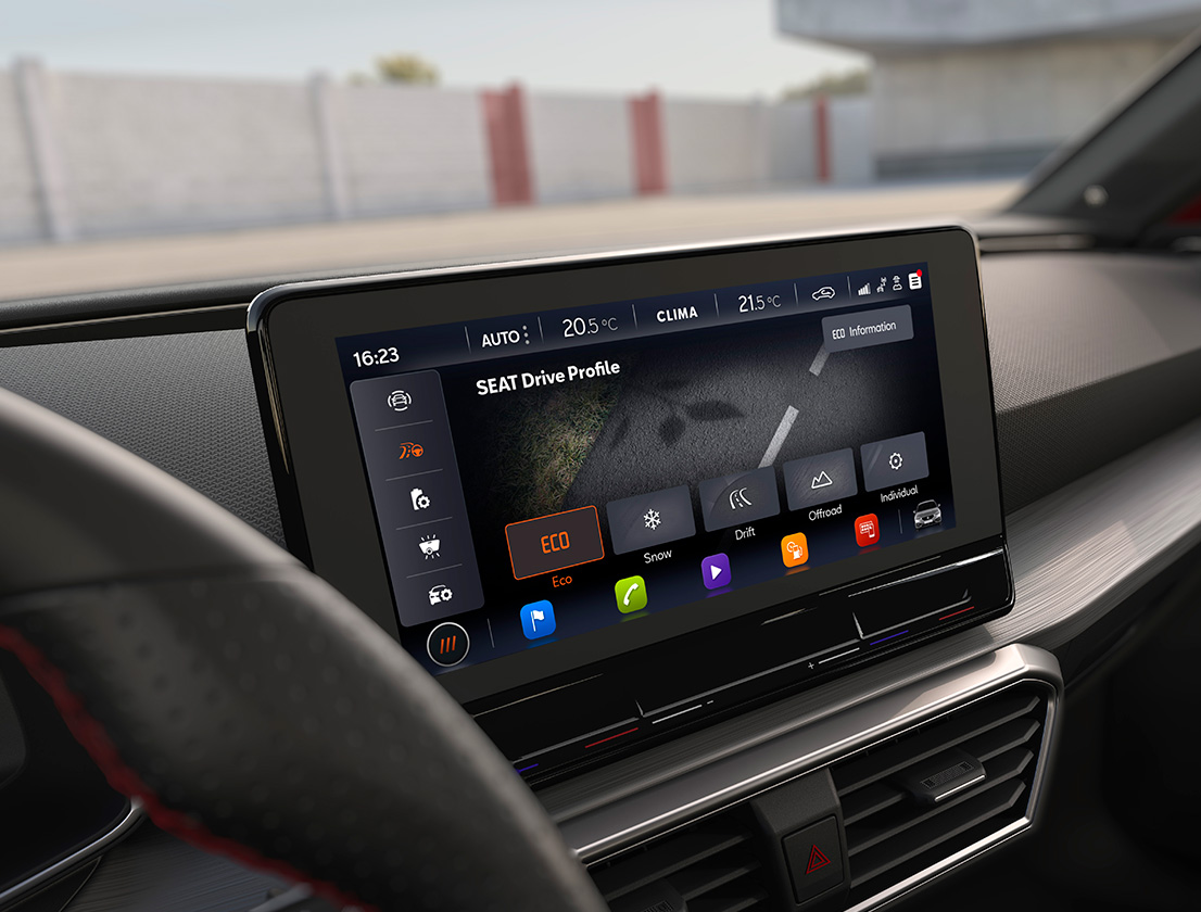 seat´s infotainment screen includes a driver profile