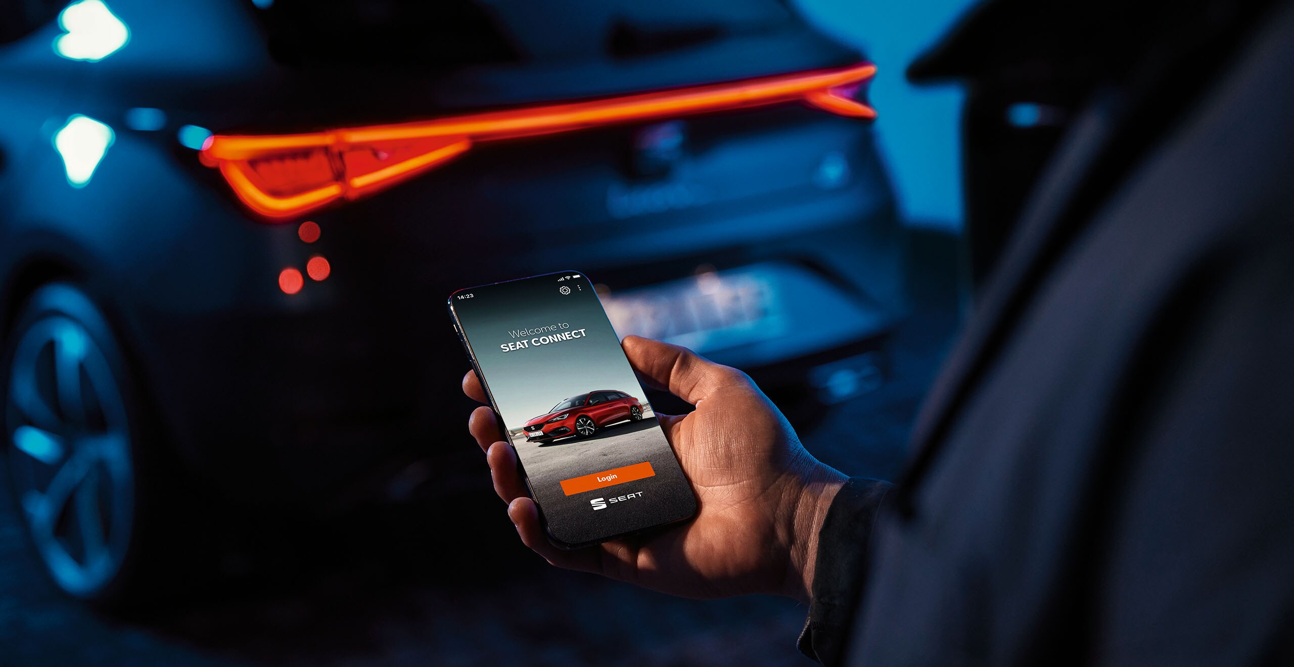 Man connected with SEAT CONNECT app.