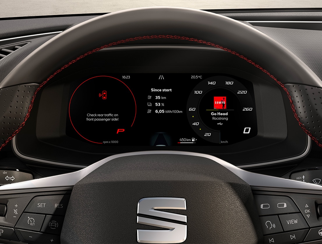 seat leon digital cockpit with exit assist