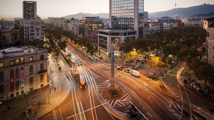 Aerial view of Barcelona’s busy roads